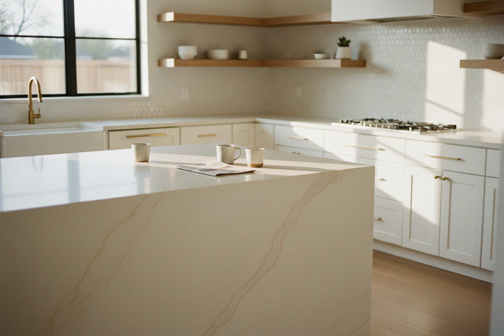 Family kitchen in Central Florida finished in natural stone