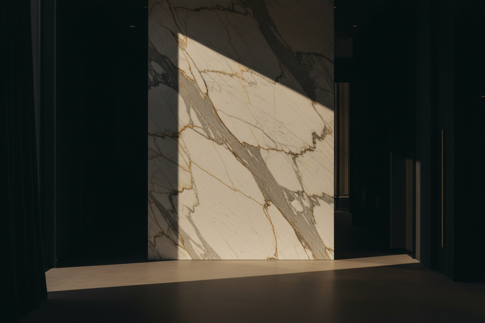 Book-matched marble interior fabricated by Di Marble