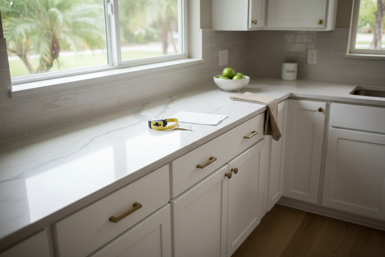 Bright Central Florida kitchen with natural stone countertops