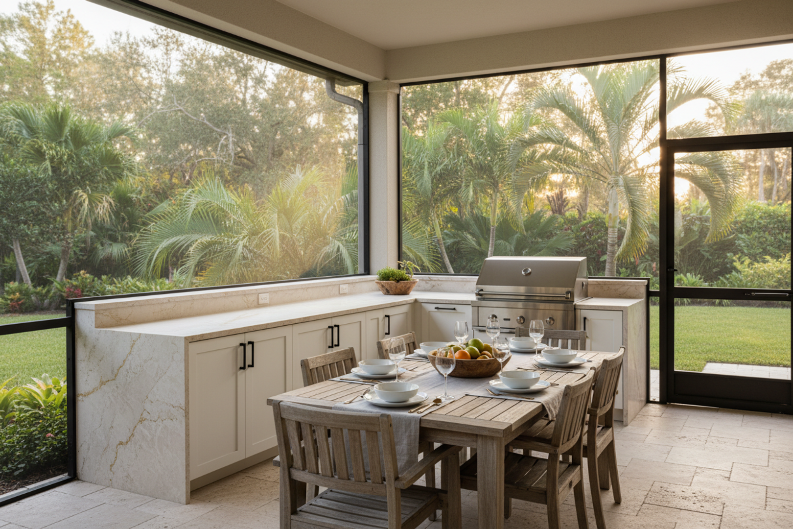 Summer kitchen in natural stone