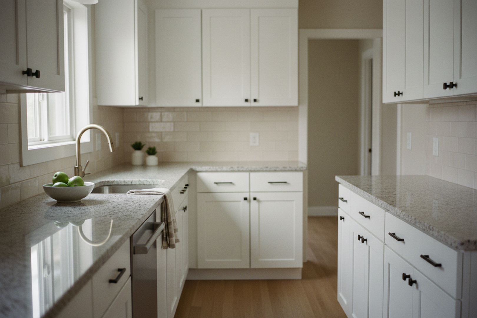 Compact kitchen refreshed with granite countertops